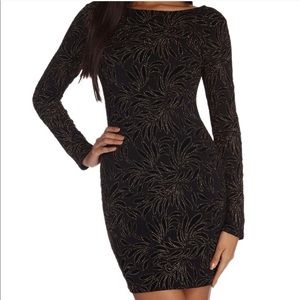Windsor Black & Gold long Sleeve dress
